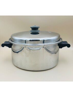 Vtg Saladmaster 6 Qt Dutch Oven Stock Pot 18-8 Tri Clad Stainless Steel Vapo Lid